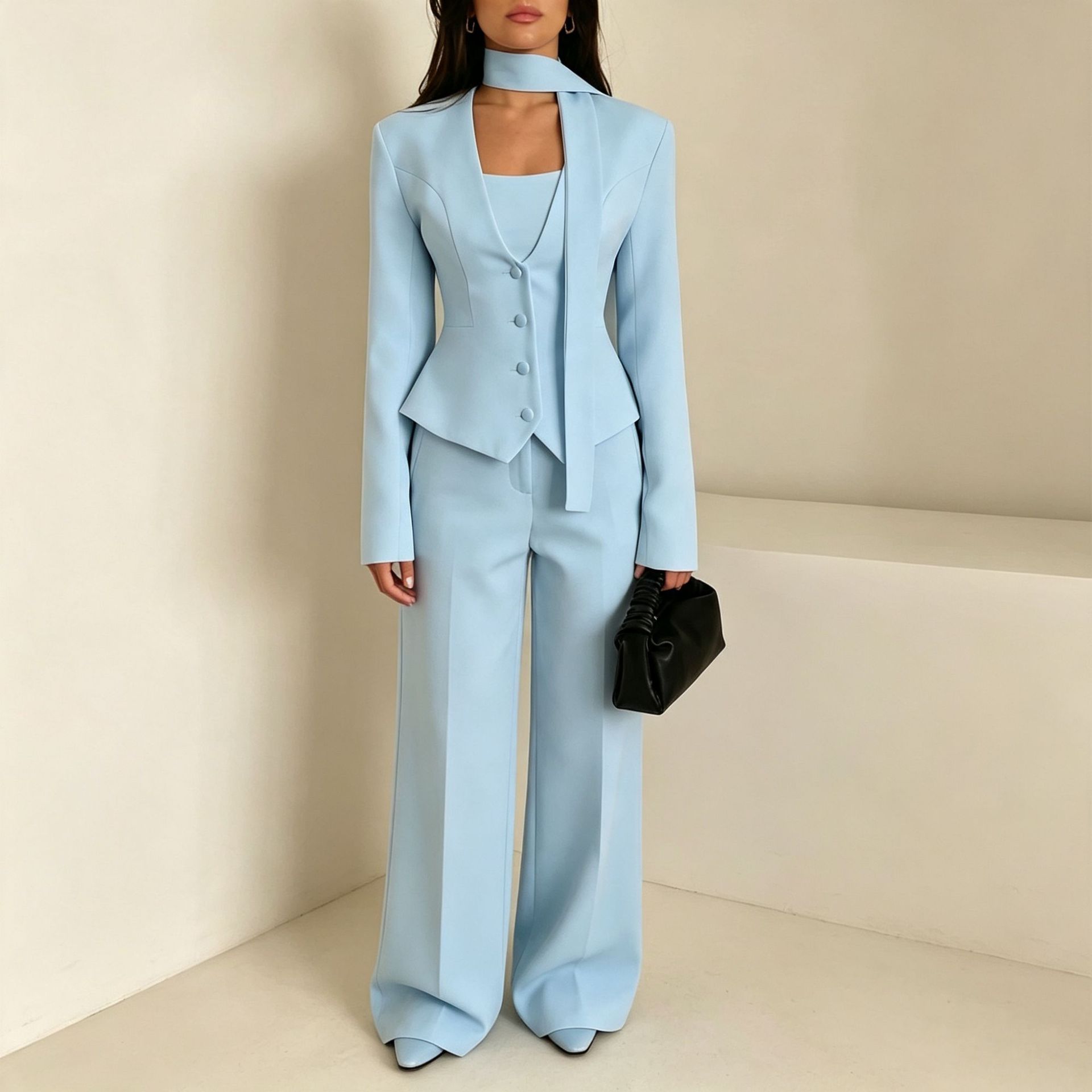 Long-sleeve Casual Blazer And Pants Set