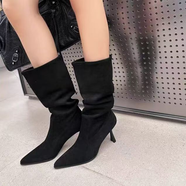 Cuffed Leather Boots With A Buckle