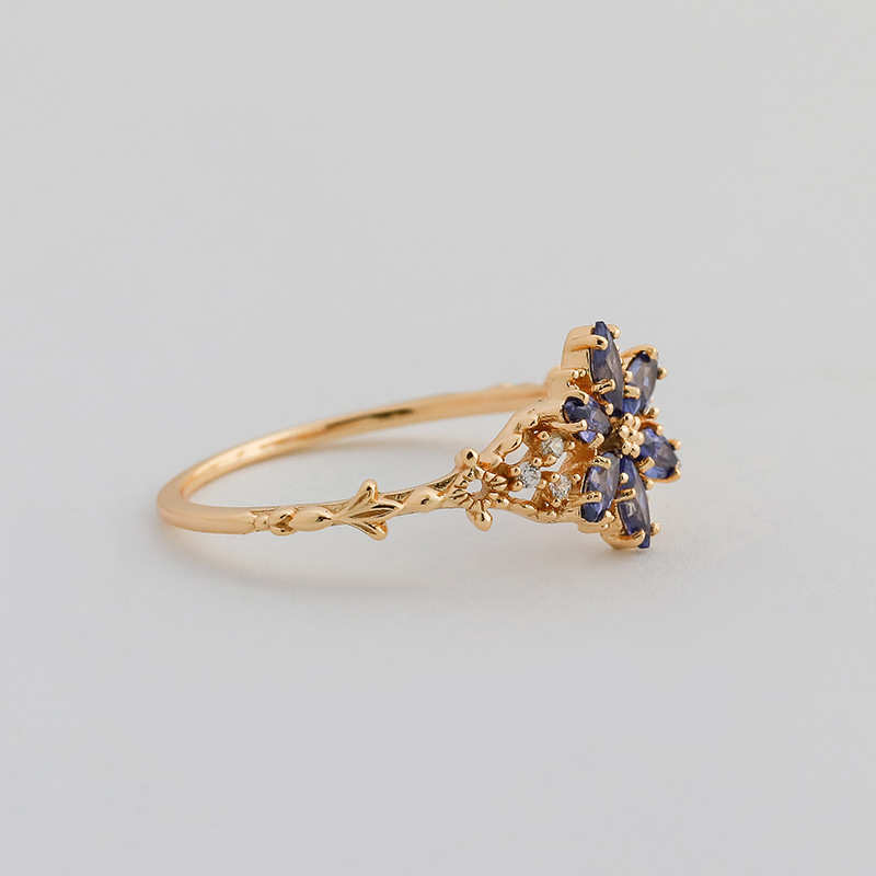 Affordable Luxury Style S925 Silver Plating 14K Jin Tan Sang Zirconiumartificial Opal Ring