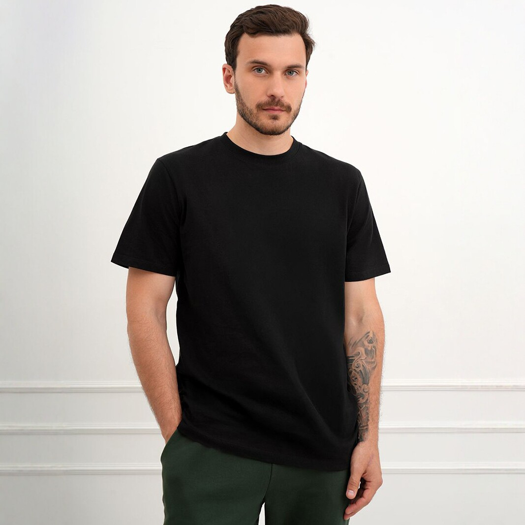Mens Pure Cotton T-shirt Moisture-wicking With A Printed Short Sleeve
