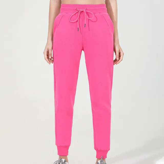 Casual Elastic Waist Sweatpants For WomenWei Pants Pink Red Flower - Shop at LoveMi