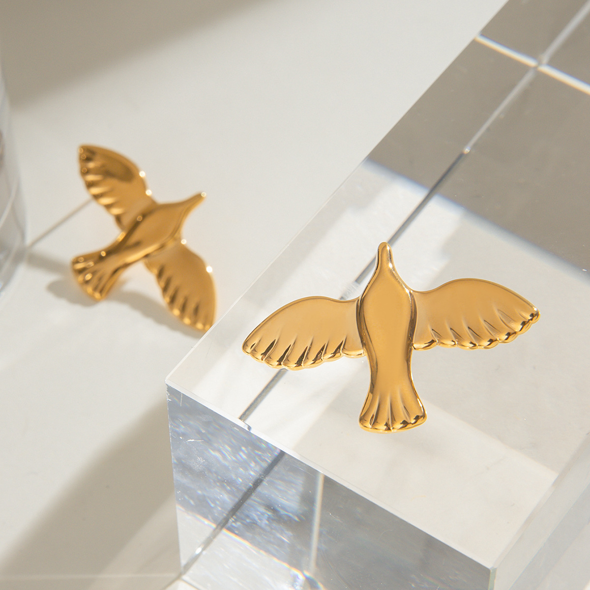 Stainless Steel Wings Bird Peace Dove Earrings