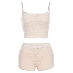 Women's Fashion Suspenders Lace Vest Slim Fit - Pink - View 1