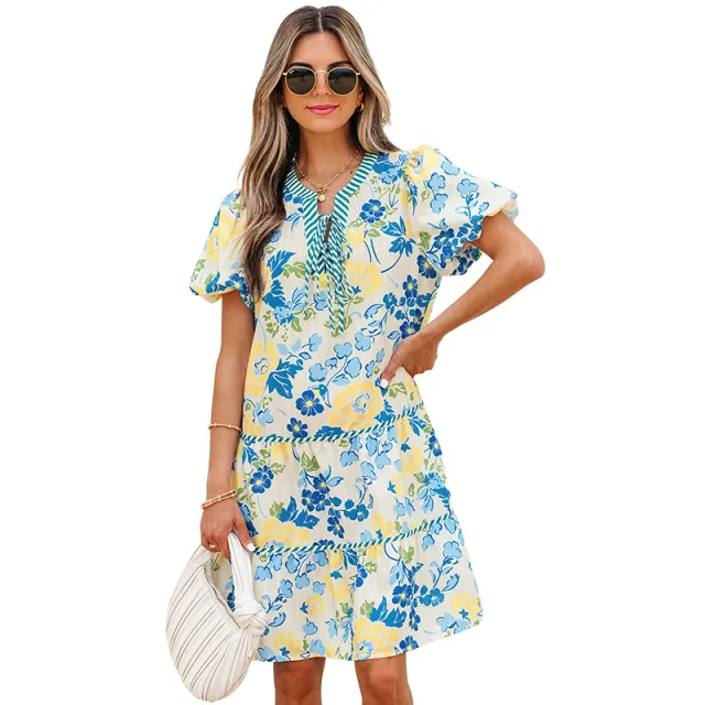 Leisure Style Multi color Floral Print High Waist Skirt P520Color - Shop at LoveMi