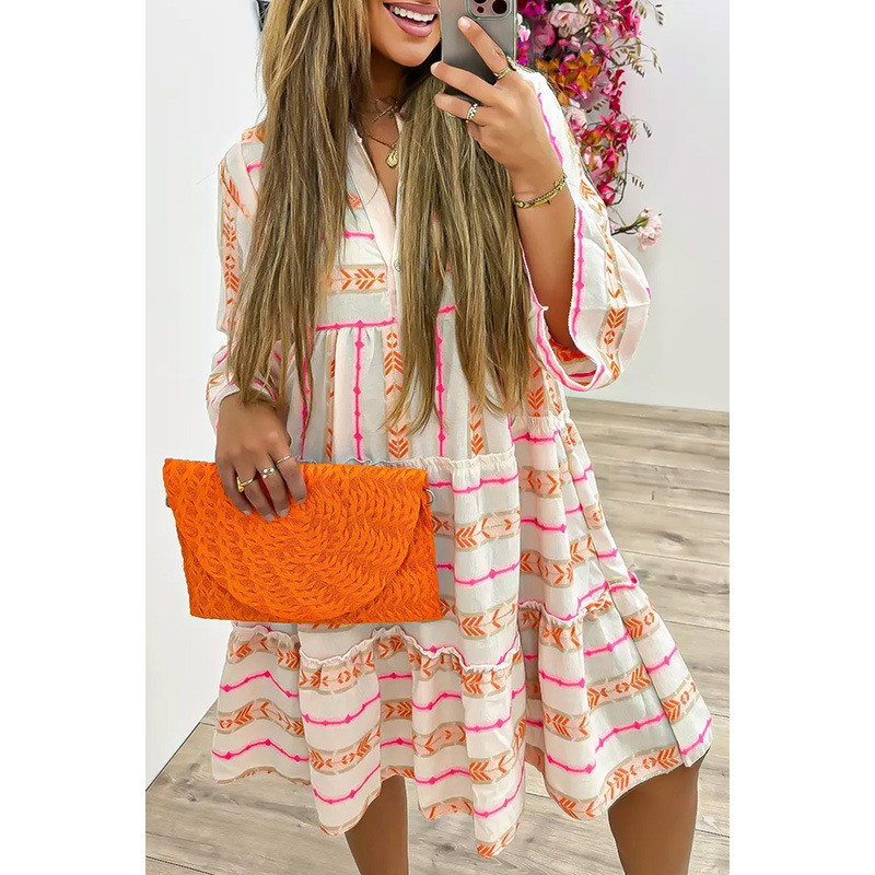 Casual Style Printed High Waist Dress Women