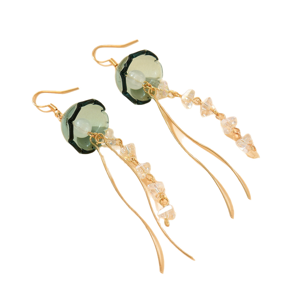 Fashionable Tassel Sparkling Crystal Pendant Earrings