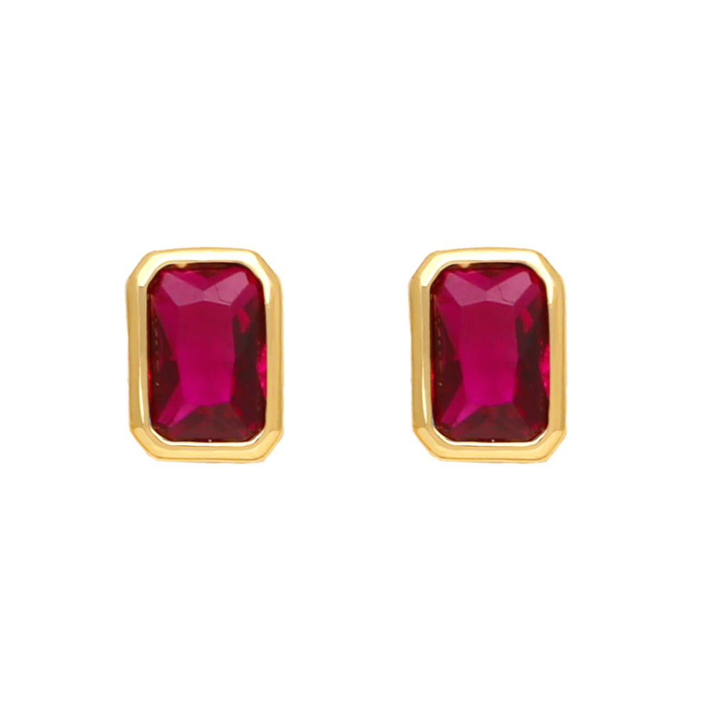 Rhinestone Color Rectangular Zircon Stud All-match Delicate Earrings