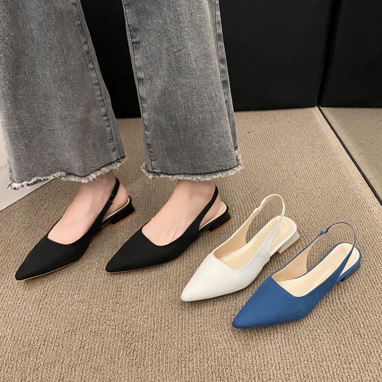 Pointed-Toe Chunky Heel Shoes, picture 4 of 6