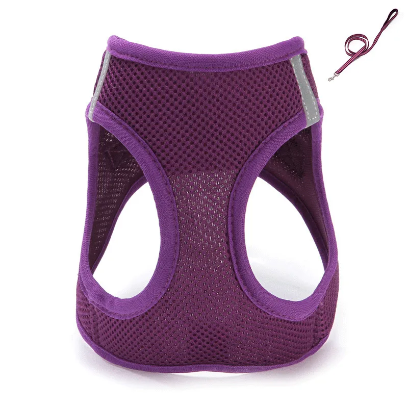 Cat Pulling Rope Vest-style Slip Dogs And Cats Rope Pet Outing Mesh Cat Leash - Purple Hand Holding Rope