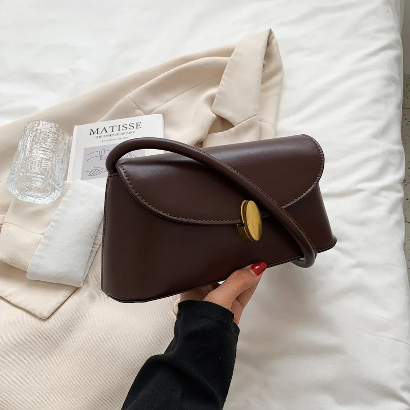 Stylish Good Texture Retro Easy-to-match One-shoulder Underarm Bag - Coffee