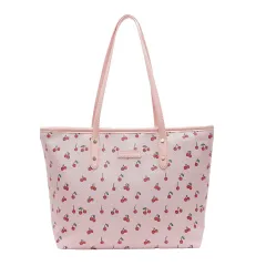 Womens Elegant, High-Capacity Commuter Tote With A Chic Print - Pink - View 1