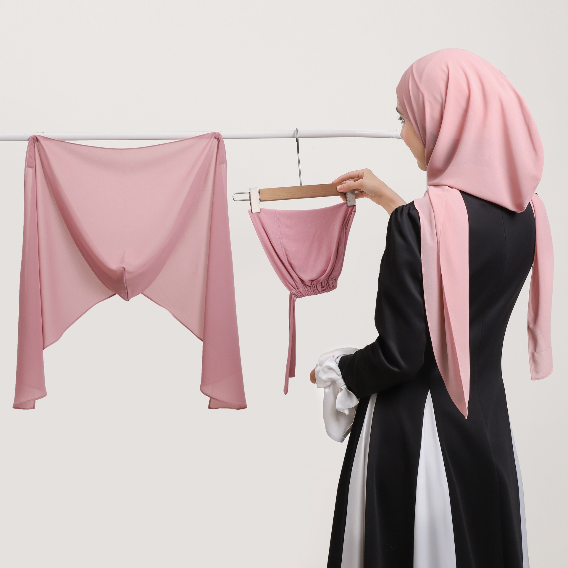 Same-color Strap Hoodie And Headscarf Set product image