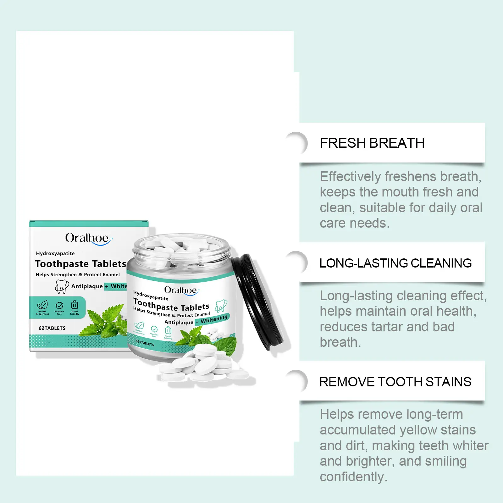Oral Deodorant Portable Toothpaste Chewable Tablet