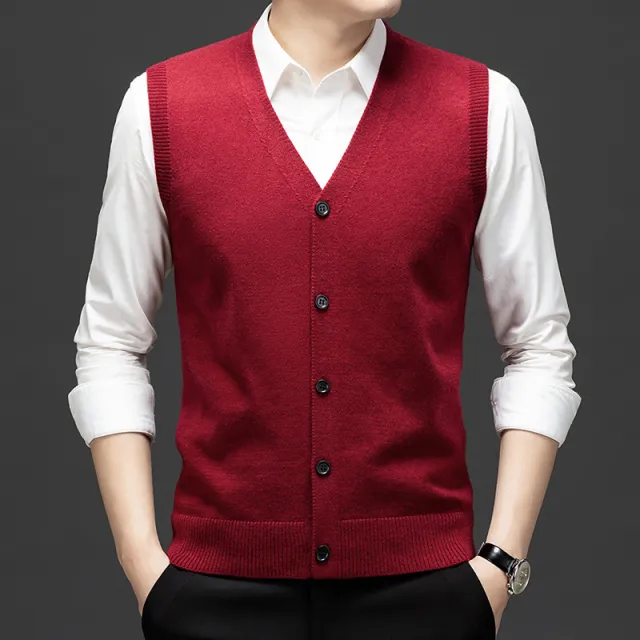 Keep Warm Inner Match Knitted Vest Sleeveless Multi color Sweater Waistcoat Red - Shop at LoveMi