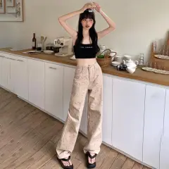 Retro Loose Wide-leg Pants Straight Jeans For Women - Lengthened-S - View 1
