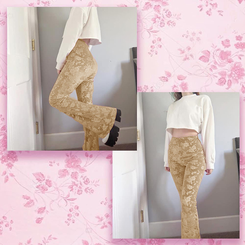 Title 9, Patterned High-rise Flared Flocked Track Pants