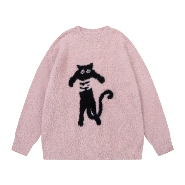 Casual College Style Loose Sweater Pink - Shop at LoveMi