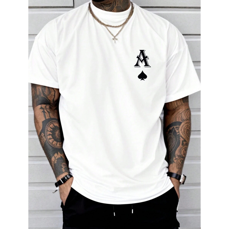 Men's Casual Letter Print Round Neck T-Shirt, Su thumbnail 8