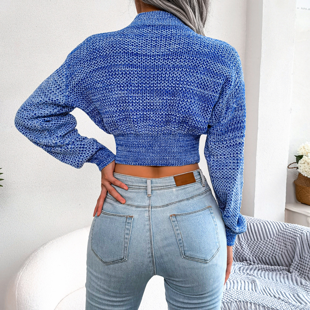 Title 3, Fashion Color Long Sleeve Navel Knitting Sweater