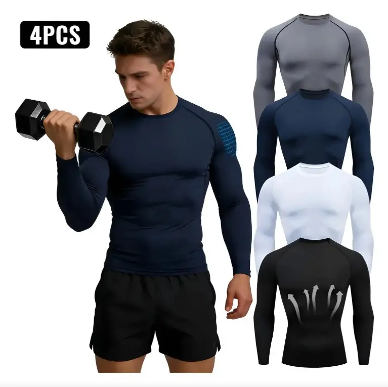 European-size Mens Tight-fitting Long-sleeve Sportswear