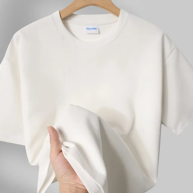 Fashion Men's And Women's Couple's Clothes Loose Shoulder Solid Color Base Shirt Ivory White - Shop at LoveMi