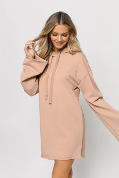 Pure Color Split Dress Baggy Fashion Top - Pink - View 1