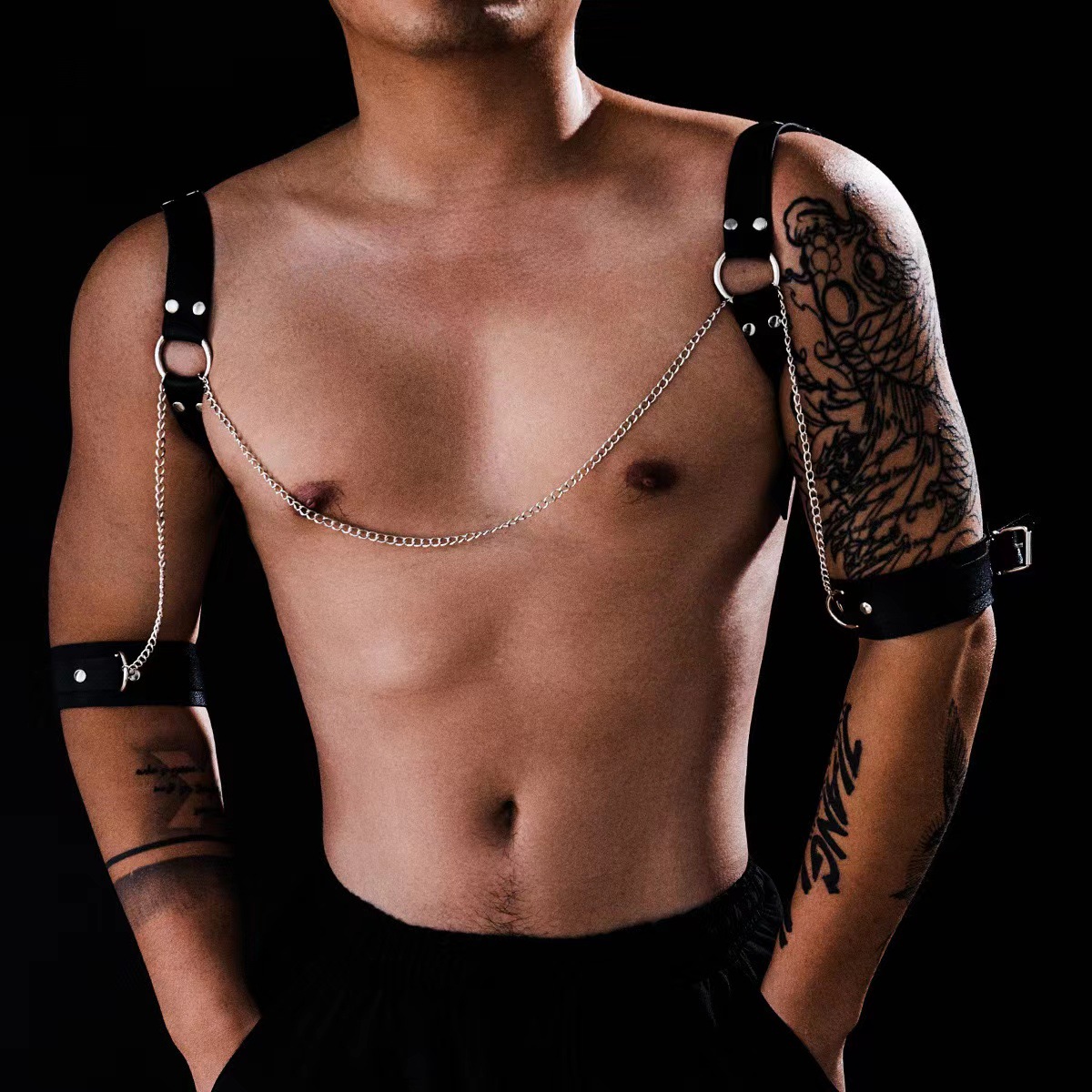 European And American Men's Bondage Leather Shoulder Straps