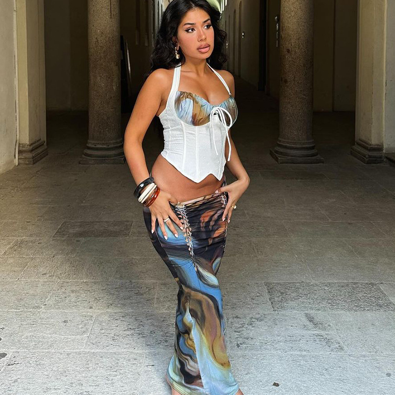 Ladies' Leisure Gathered Top With Slim Tie-waist Skirt F4e8e2ee C0c0 4d10 Bc8c Eb9eb7f3701b