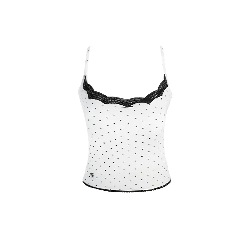 Polka Dot Cherry Lace Camisole Can Be Inner Wear Outer Wear Vest Top