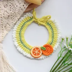 Small Dog Photo Decoration Handmade Scarf - Lime Green Orange - View 1