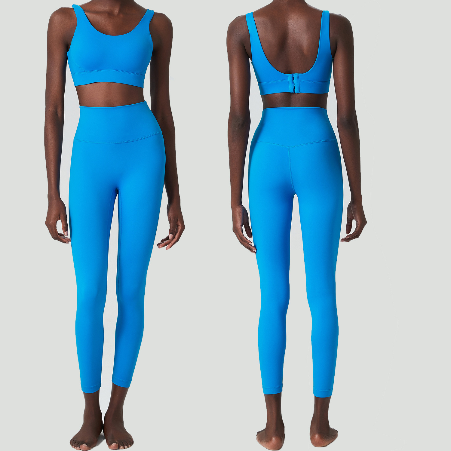 Breathing Cup Deep U Back Sports Underwear Long Pajama Set