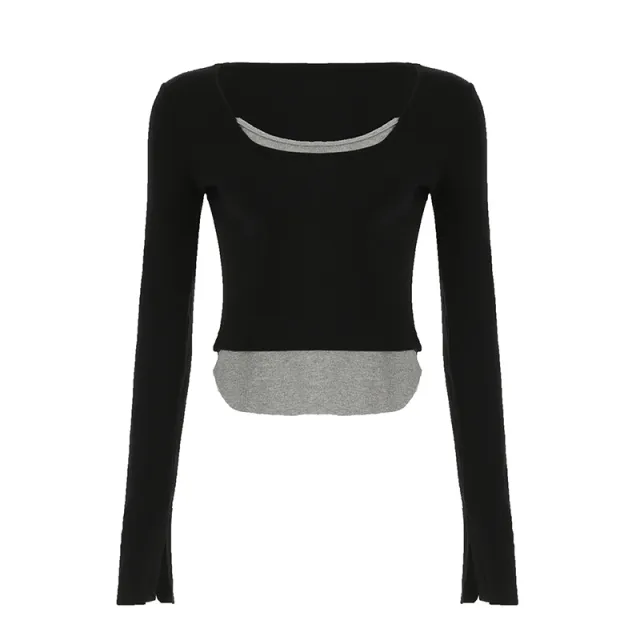 Women's Slim Irregular Hem Knitted Top Black - Shop at LoveMi