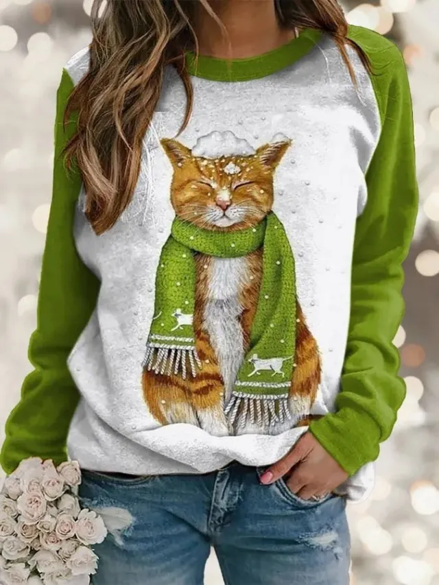 Women's Sports And Leisure Round neck Non hoodie Pullover Long Sleeve Sweater G67Z15 - Shop at LoveMi