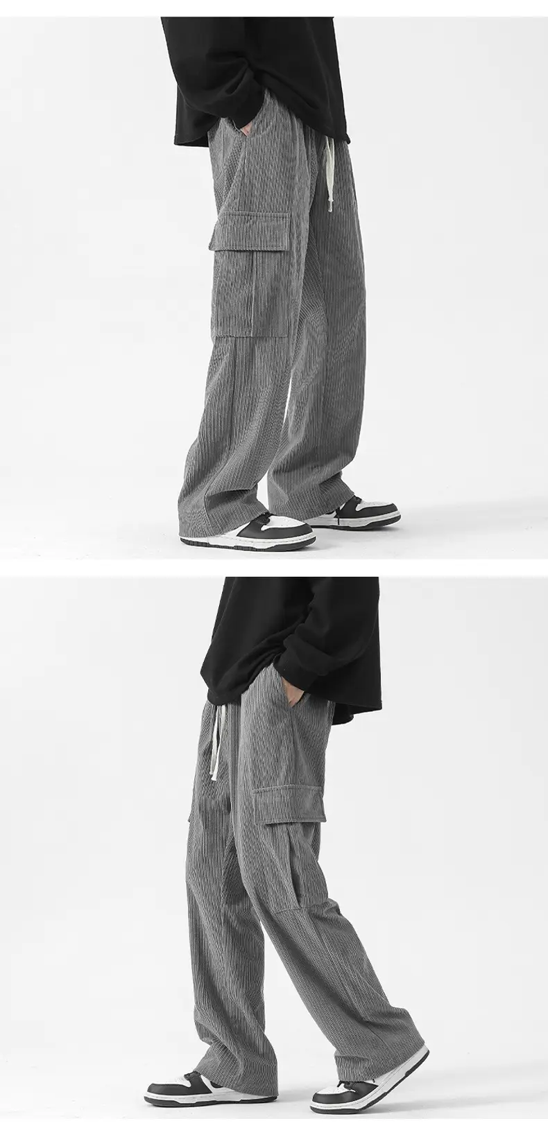 Autumn And Winter Corduroy Loose Straight Cargo Pants