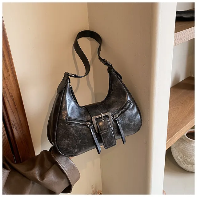 Women's One shoulder Niche Original Design New Autumn And Winter Maillard Style Underarm Bag Black - Shop at LoveMi