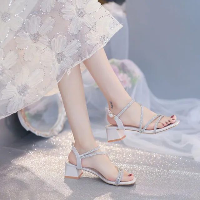 Fashion Personality Chunky Heel Sandals For Women Beige - Shop at LoveMi