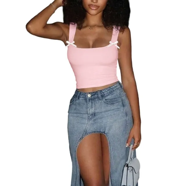 Bow decorated Camisole For Women Cropped Style Pink - Shop at LoveMi