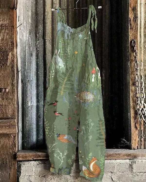 Women's Autumn And Winter Printing Retro Wide Leg Jumpsuit No 18 Flower 5Xl - Shop at LoveMi