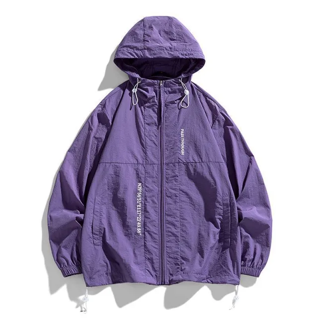 Printed Thin And All matching UPF50 Sun protective Clothing Hooded Couple Purple - Shop at LoveMi