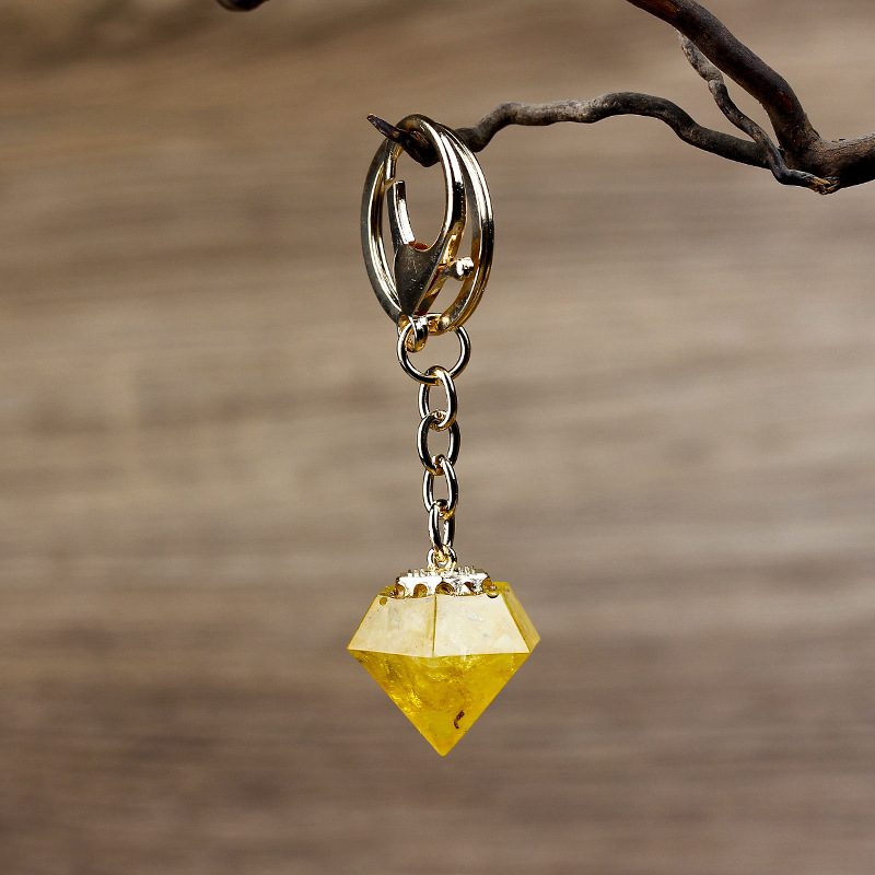 Natural Crystal Gravel Epoxy Decoration Keychain Pendant Citrine - Shop at LoveMi