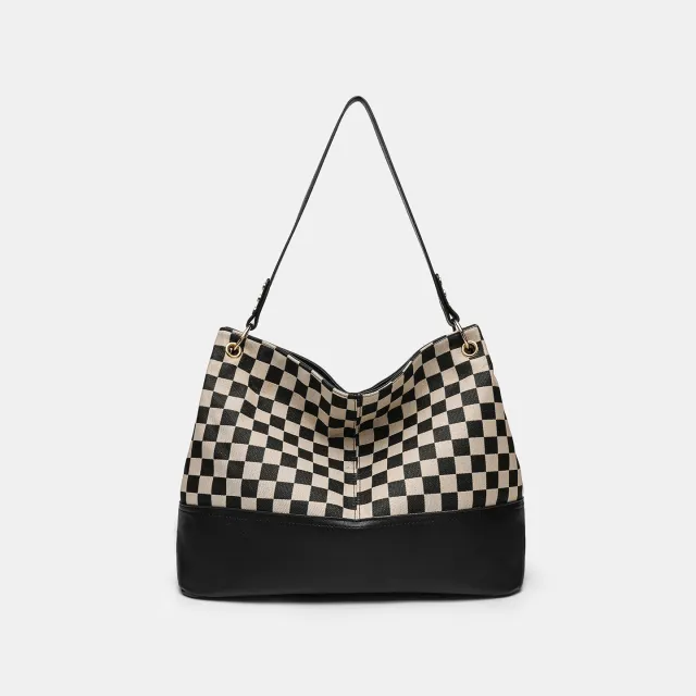 One shoulder Canvas PU Stitching Special interest Design Crossbody Bag Black - Shop at LoveMi