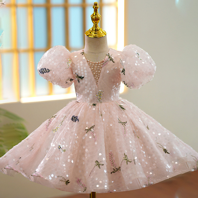 New Floral Princess Dress For Flower Girls Hostpresenter And Piano Performance Outfit