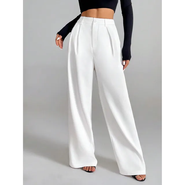 Women's New Versatile Straight leg Loose Wide leg Pants White - Shop at LoveMi