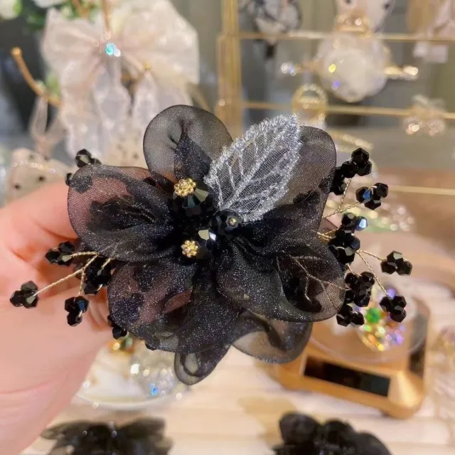 Women's Organza High grade Temperament Hair Ring Black Star Flower - Shop at LoveMi