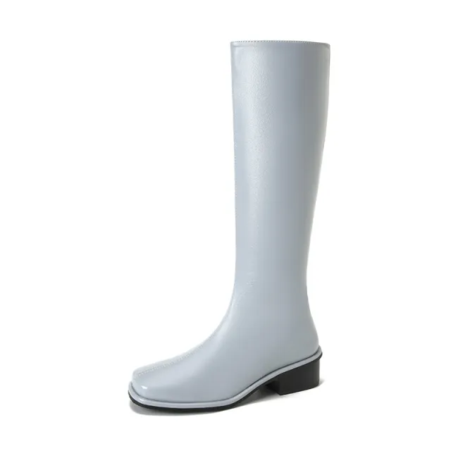 Square Toe Over the knee Stretch Chunky Heel Not Over The Knee Boots Gray - Shop at LoveMi