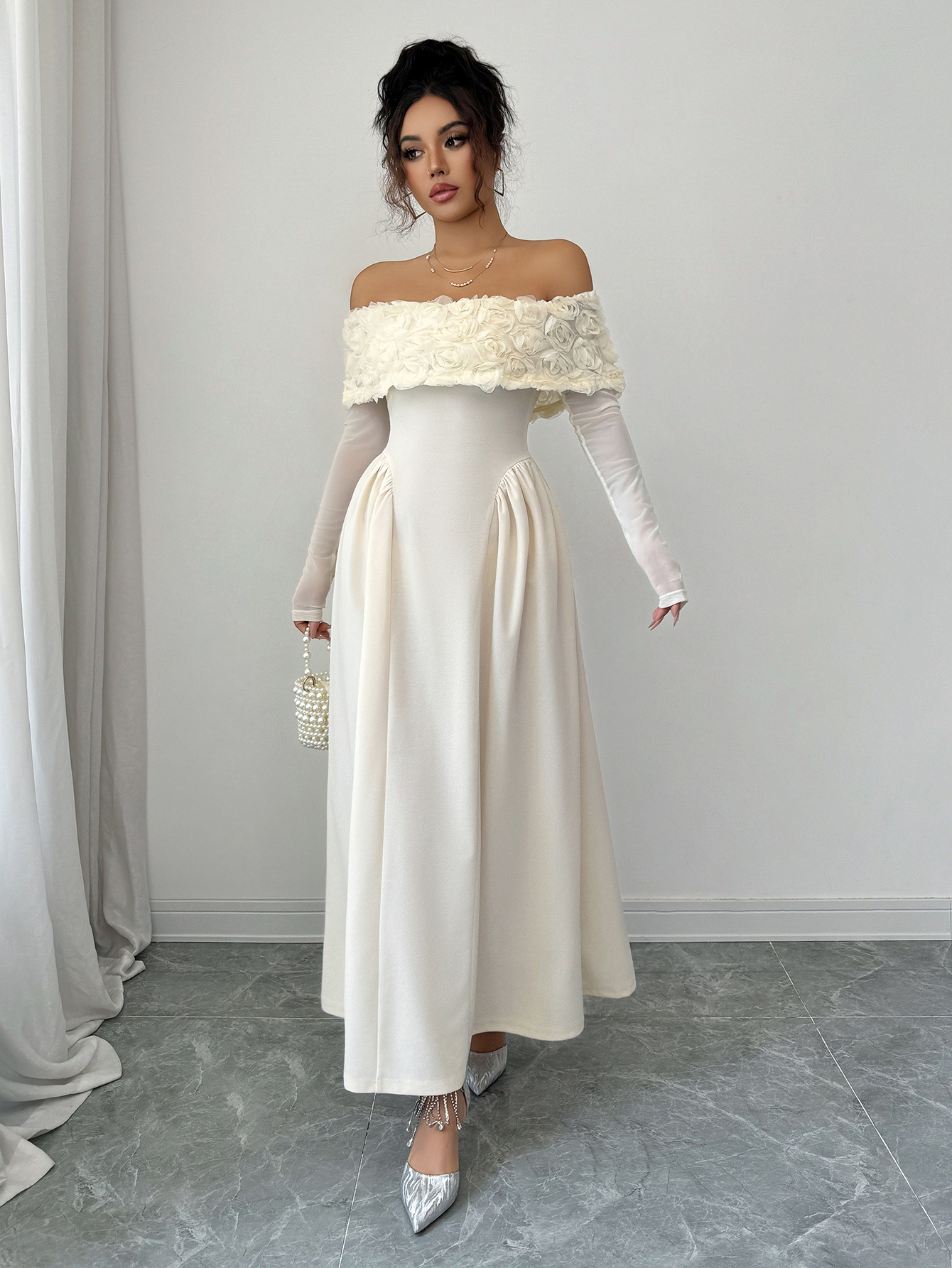 Elegant And Sophisticated Waist cinching Long sleeve Maxi Dress Women's Clothing Yellow - Shop at LoveMi