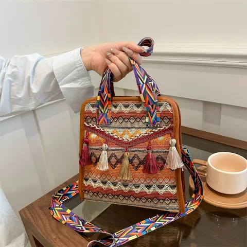 Bags Women's Crossbody Ethnic Scenic Area Woven Bucket