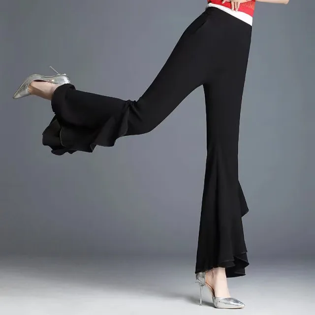 Spring And Summer New High Waist Black Bell bottoms Black - Shop at LoveMi