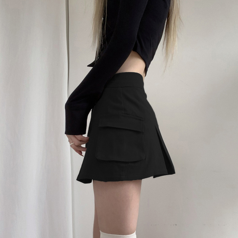 Title 15, Punk Fashion Low Rise Pleated Workwear Skirt fo...