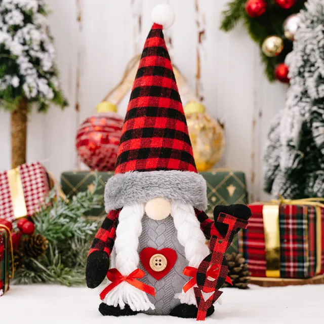 Christmas Doll Ornaments Red And Black Plaid Letters Old Man Red And Black Plaid For Women - Shop at LoveMi